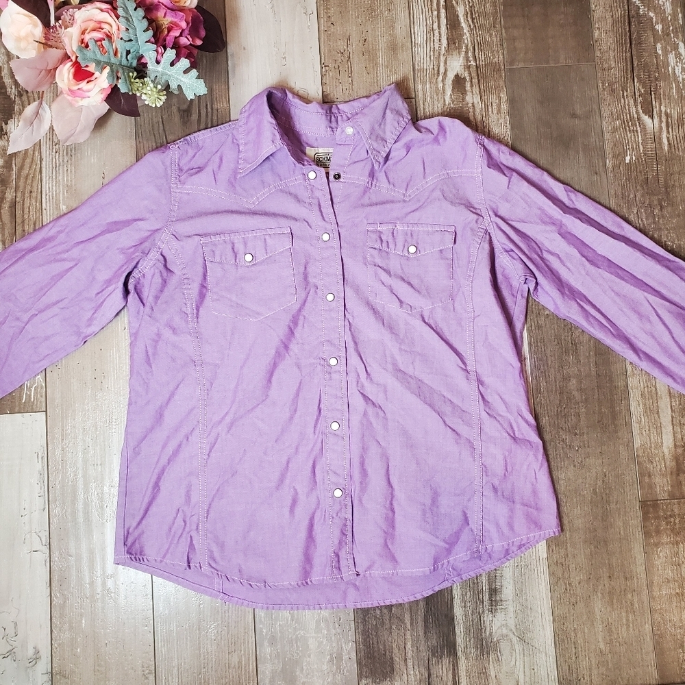 C.E.‎ Schmidt Workwear Purple Snap Button Collare… - image 13